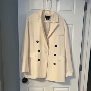 Elegant Cream Double-Breasted Women's Blazer